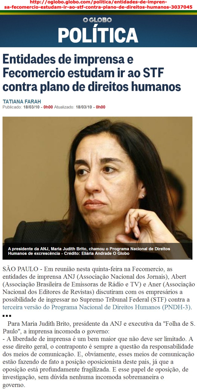 maria judith defende o PIG